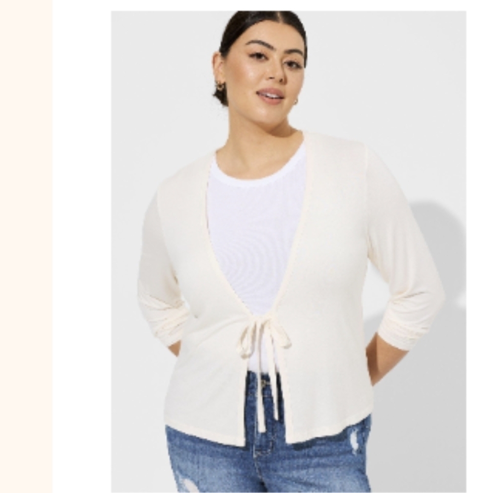 New Torrid Super Soft Tie-Front Cardigan Ivory Versatile Knit Cardi plus Size 5x